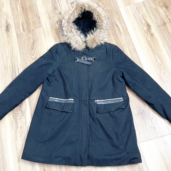 Maje Coat with Fur Hood - Picture 13 of 15